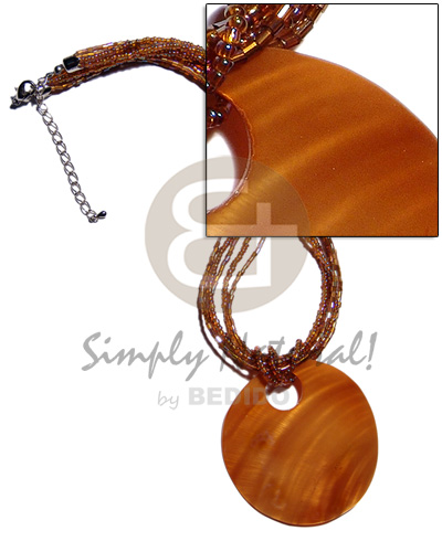 60mm round amber horn  matching 6 rows amber glassb beads neckline - Home