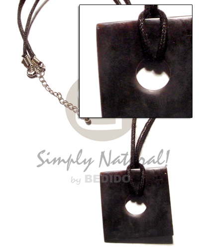 black wax cord  square black horn pendant - Home