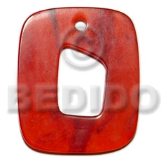 40mmx35mm rectangular  rounded edges red horn - Horn Pendant Bone Pendants