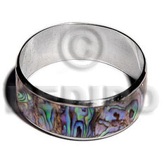 laminated inlaid paua in 1 inch  stainless metal / 65mm in diameter - Shell Bangles