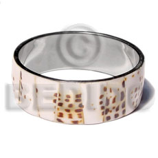 laminated cowrie shell  in 1 inch  stainless metal / 65mm in diameter - Shell Bangles