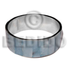 laminated blue hammershell in 1 inch  stainless metal / 65mm in diameter - Shell Bangles