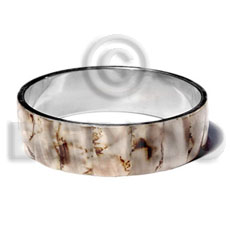 laminated shell  in 3/4 inch  stainless metal / 65mm in diameter - Shell Bangles