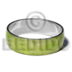 laminated neon green capiz  in 3/4 inch  stainless metal / 65mm in diameter - Shell Bangles