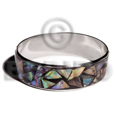 laminated inlaid crazy cut paua 3/4 inch stainless metal / 65mm in diameter - Shell Bangles