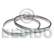 laminated hammershell green in 5mm stainless metal / 65mm in diameter / price per piece - Shell Bangles