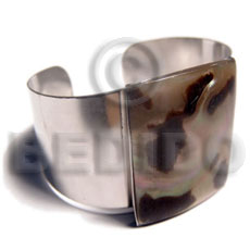 haute hippie 38mmx23mm metal cuff bangle  50mmx40mm polished rectangular brownlip tiger - Shell Bangles