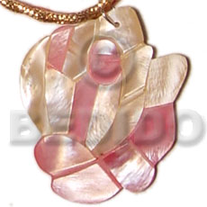 inlaid rose hammershell 40mm - Shell Pendant