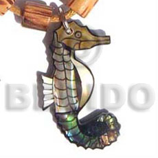 inlaid assorted shells / seahorse pendant - Shell Pendant
