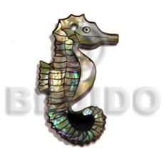 shell inlaid seahorse - Shell Pendant