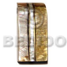 52mmx25mm cracking laminated brownlip/MOP shell  inlaid metal and resin backing pendant - Shell Pendant