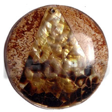 round 65mm laminated coco  brownlip cracking - Shell Pendant