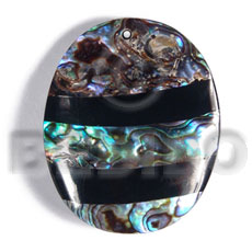 45mmx35mm  laminated oval paua/blacklip shell  combination  5mm black resin backing - Shell Pendant