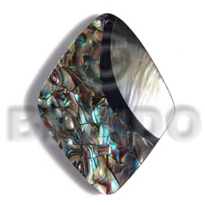 50mmx40mm laminated diamond paua/blacklip shell  combination  5mm black resin backing - Shell Pendant