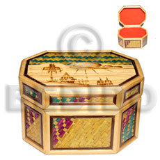 bamboo  pandan jewelry box / large  l=130mm x w=97mm x h=80mm - Home