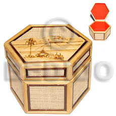 bamboo  raffia jewelry box / large l=118mm x w=105mm x h=82mm - Home