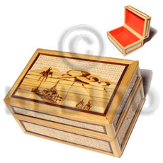 bamboo  raffia jewelry box / large  l=130mm x w=92mm x h=73mm - Home