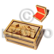 bamboo  raffia  jewelry box / small  l=98mm x w=60mm x h=42mm - Home
