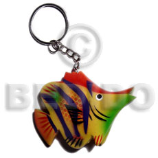 fish handpainted wood keychain 48mmx60mm / can be personalized  text - Home