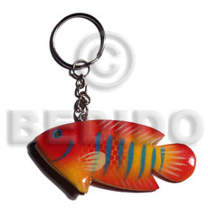 fish handpainted wood keychain 73mmx35mm / can be personalized  text - Home