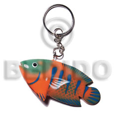 fish handpainted wood keychain 73mmx35mm / can be personalized  text - Home