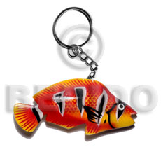 fish handpainted wood keychain 90mmx50mm / can be personalized  text - Home