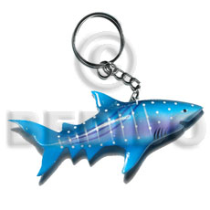 shark handpainted wood keychain 110mmx50mm / can be personalized  text - Home