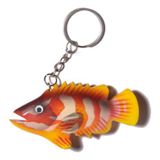 fish handpainted wood keychain 80mmx40mm / can be personalized  text - Home