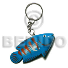 fish handpainted wood keychain 73mmx35mm / can be personalized  text - Home