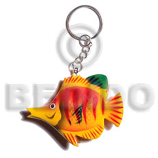 fish handpainted wood keychain 65mmx50mm / can be personalized  text - Home