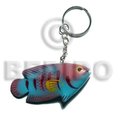 fish handpainted wood keychain 73mmx35mm / can be personalized  text - Home