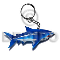 shark handpainted wood keychain 110mmx50mm / can be personalized  text - Home