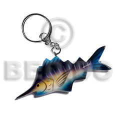 fish handpainted wood keychain 95mmx40mm / can be personalized  text - Home