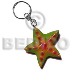 starfish handpainted wood keychain 65mm / can be personalized  text - Home