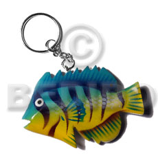 fish handpainted wood keychain 70mmx40mm / can be personalized  text - Home