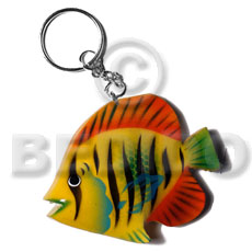 fish handpainted wood keychain 50mmx65mm / can be personalized  text - Home