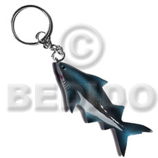 shark handpainted wood keychain 95mmx40mm / can be personalized  text - Home