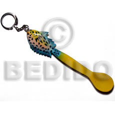 fish on spoon handpainted wood keychain 135mmx28mm / can be personalized  text - Home