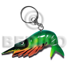shrimp handpainted wood keychain 80mmx55mm / can be personalized  text - Home