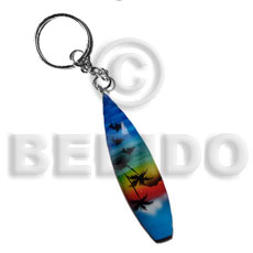 surfboard handpainted wood keychain 100mmx25mm / can be personalized  text - Home