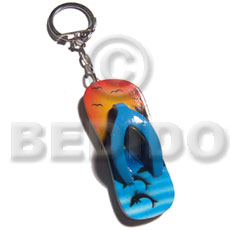 60mmx27mm  colorful beach slippers keychain / can be ordered  customized text - Home