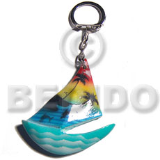 57mmx50mm  colorful sailboat keychain / can be ordered  customized text - Home