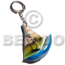 57mmx50mm  colorful sailboat keychain / can be ordered  customized text - Home