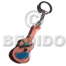 60mmx25mm  peach resin guitar  laminated seashell and starfish keychain / can be ordered  customized text - Home