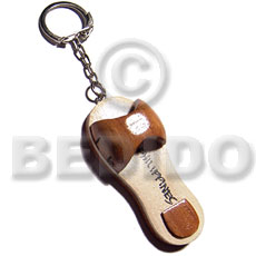 65mmx28mm  polished wooden beach sandals keychain  strings / can be ordered  customized text - Home