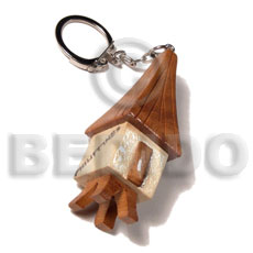 65mmx23mm  polished wooden hut keychain  strings / can be ordered  customized text - Home