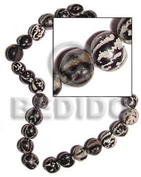 lumbang / kukui nuts tiger /black & white ( 16pcs. in 16in. strand ) - Home