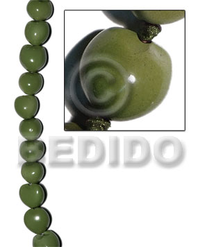 kukui seed / olive green / 16 pcs. per strand - Home