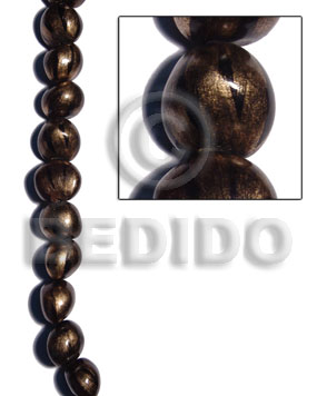 kukui seed / marble black & gold / 16 pcs. per strand - Home