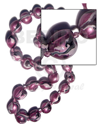 kukui nuts / marbleized metallic pink/ 32 pcs. / in matching adjustable ribbon  the maximum length of 54in / kk059 - Home
